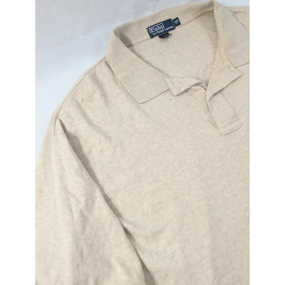 Vintage Polo Ralph Lauren Polo Shirt‎ Men 4XB Heathered Tan Cotton Pony